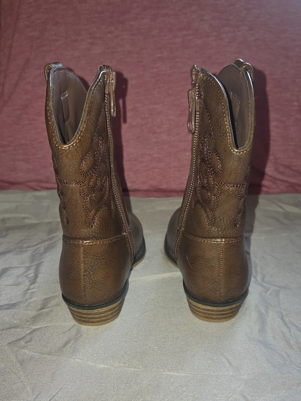 Girls Brown Western Ankle Boots
